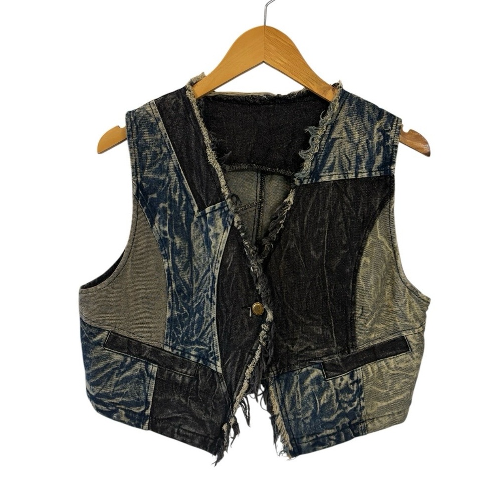 Patchwork Denim Vest - Picture 4 of 9